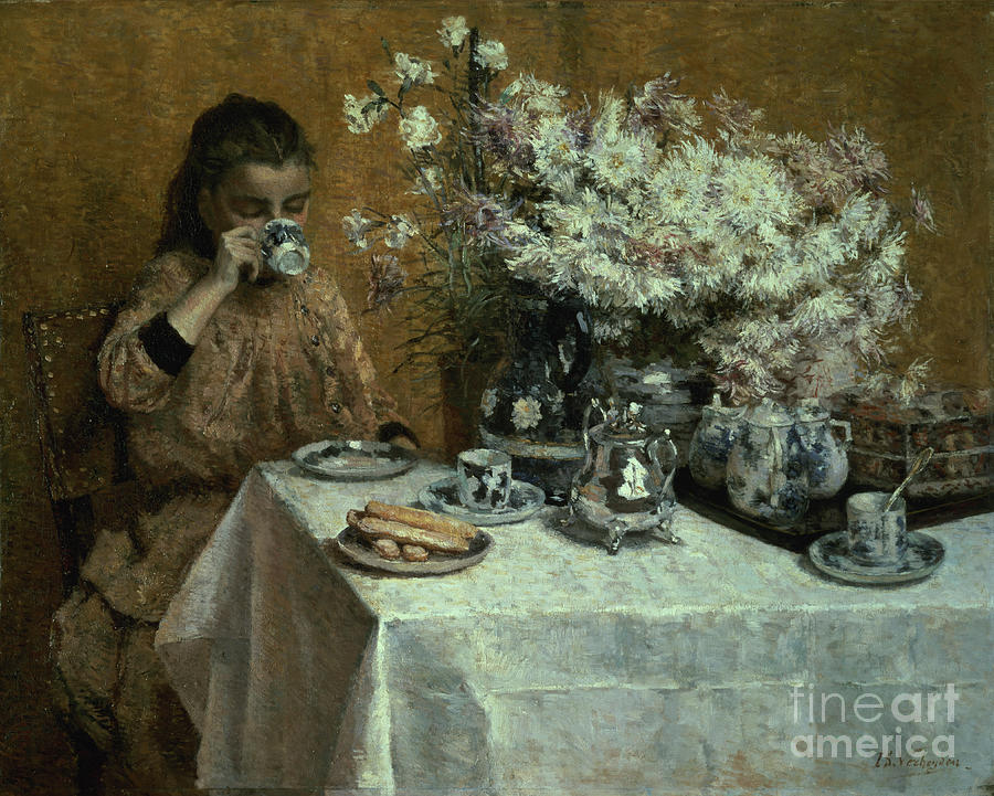Tea Painting - Afternoon Tea by Isidor Verheyden by Isidor Verheyden