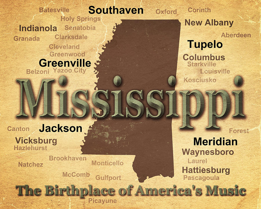 Aged Mississippi State Pride Map Silhouette  Photograph by Keith Webber Jr