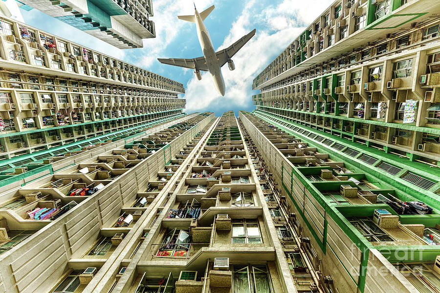 Airplane above residential district #1 Photograph by Benny Marty Airplane above residential district #1 Photograph by Benny Marty