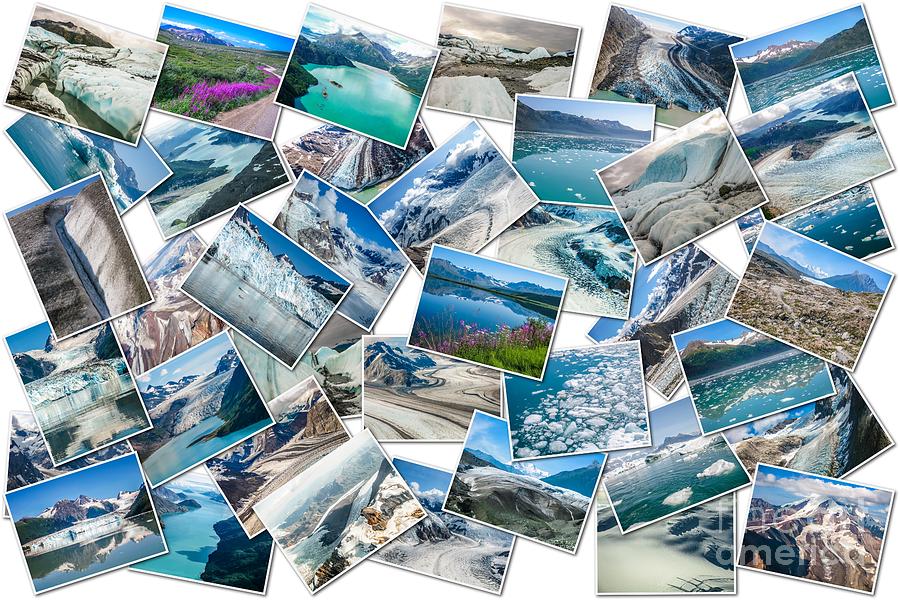 Alaska Glaciers collage #1 Pyrography by Benny Marty