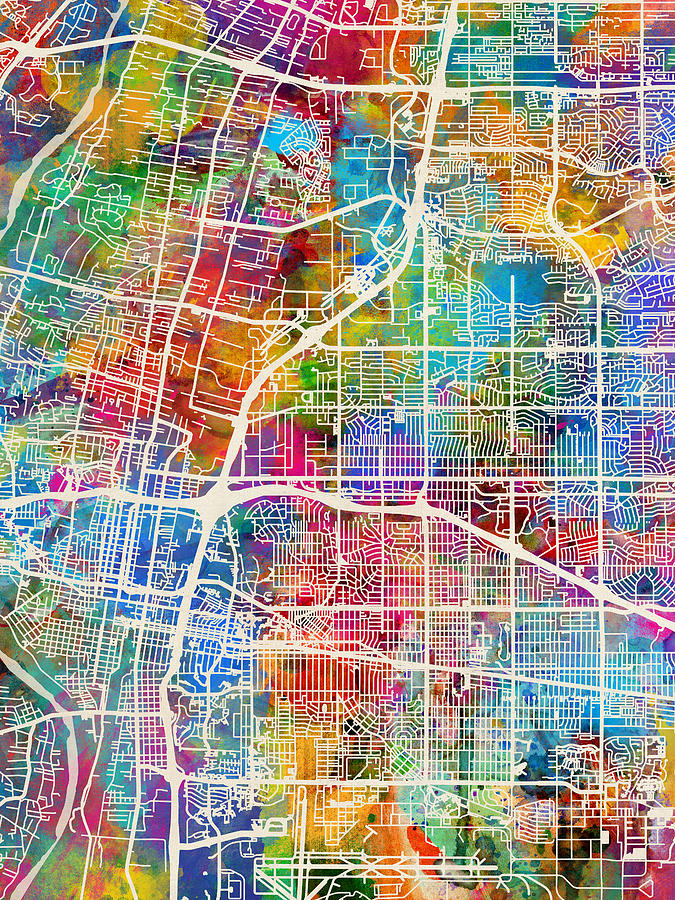 Albuquerque Digital Art - Albuquerque New Mexico City Street Map #1 by Michael Tompsett