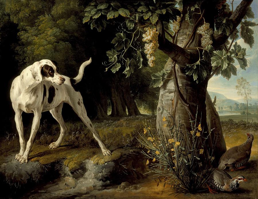 Alexandre Francois Desportes - Landscape With A Dog And Partridges Painting