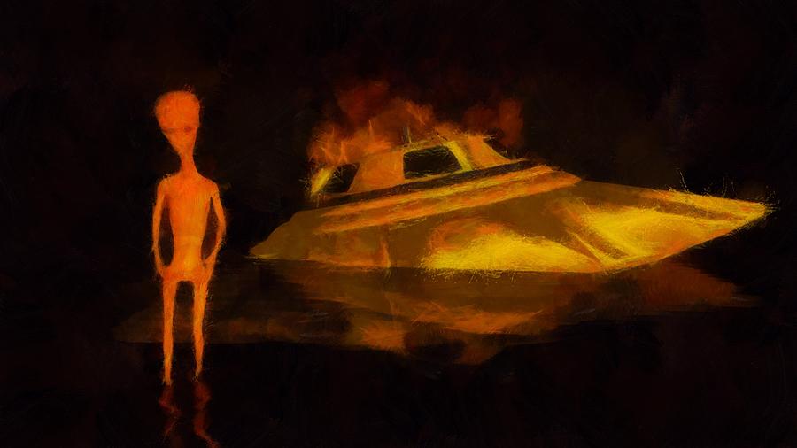 Fantasy Painting - Alien Crash #1 by Esoterica Art Agency
