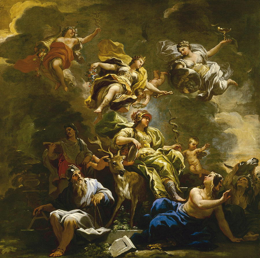 Christmas Painting - Allegory Of Prudence #1 by Luca Giordano