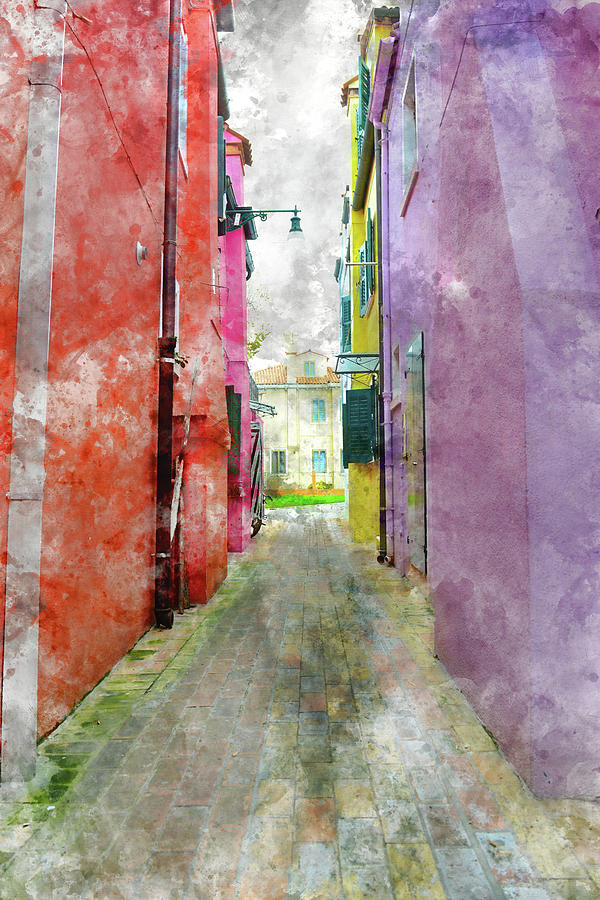 Alley In Burano Island Venice Italy Photograph by Brandon Bourdages
