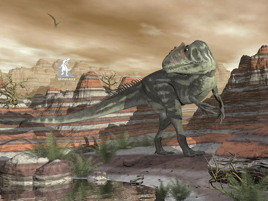 Allosaurus dinosaur in the desert - 3D render by Elenarts - Elena Duvernay Digital Art Allosaurus dinosaur in the desert - 3D render by Elenarts - Elena Duvernay Digital Art