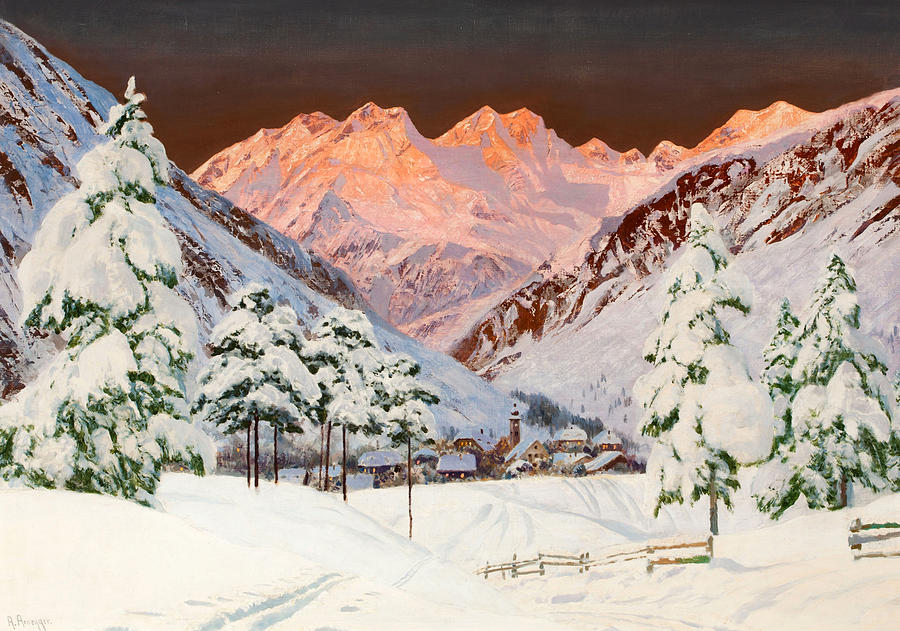 Alpine Mountain Scene #1 Painting by Alwin Arnegger