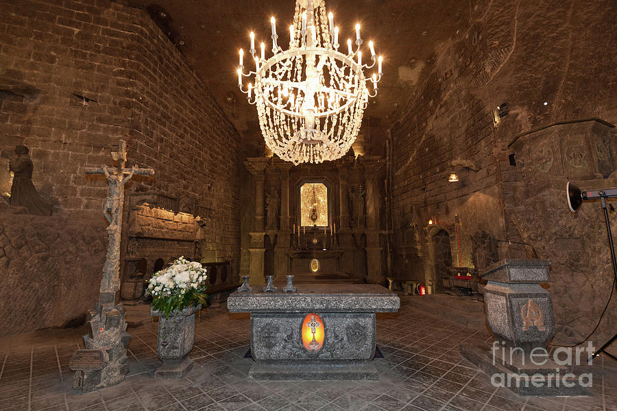 Alter in St. Kingas Chapel inside Wieliczka salt mine in Poland #1 Photograph by Michal Bednarek