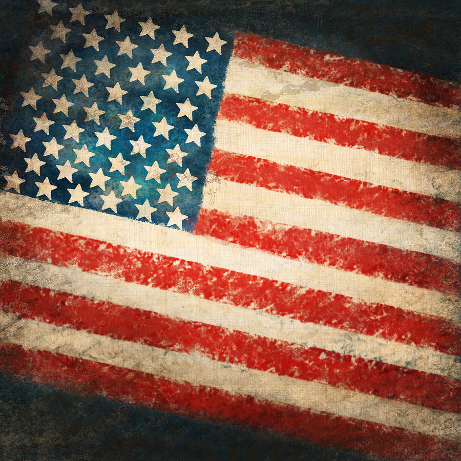 Abstract Painting - America flag #1 by Setsiri Silapasuwanchai