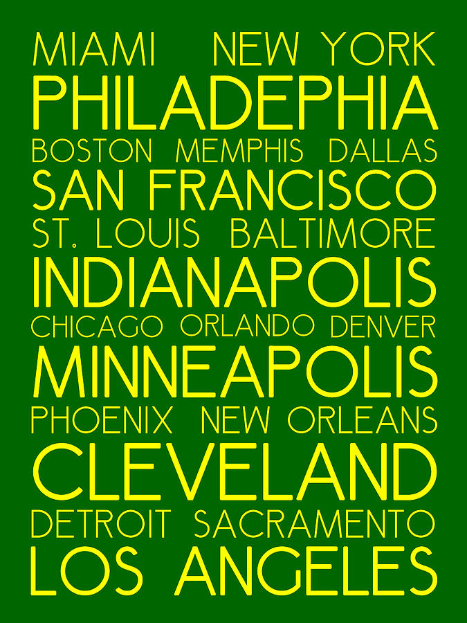 American Cities In Bus Roll Destination Map Style Poster Painting