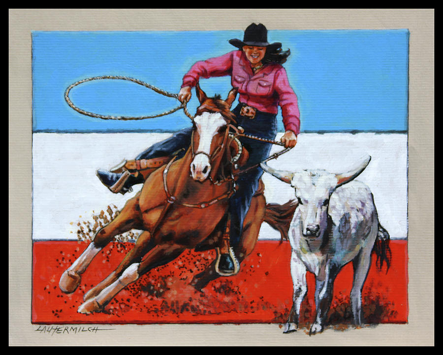American Cowgirl #1 Painting by John Lautermilch