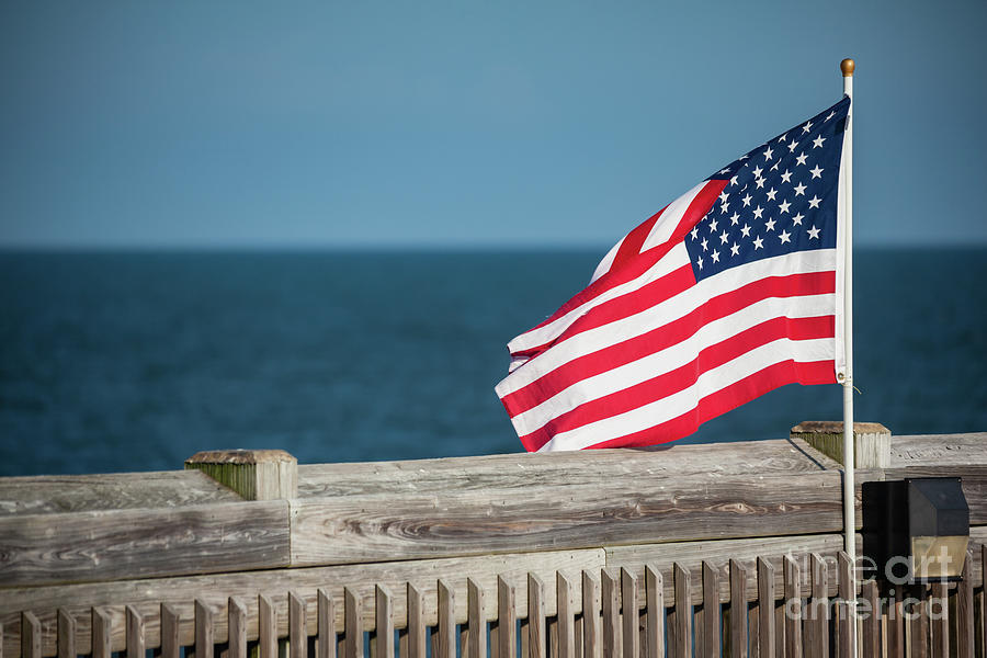 American Flag On South Carolina Pier Photograph By Leslie Banks Fine