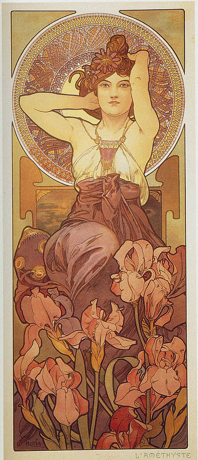 Girl Painting - Amethyst 1 by Alphonse Mucha Girl Painting - Amethyst 1 by Alphonse Mucha
