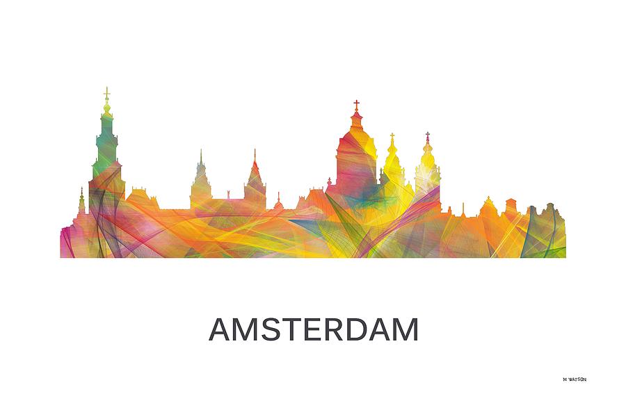 Architecture Digital Art - Amsterdam The Netherlands Skyline #1 by Marlene Watson