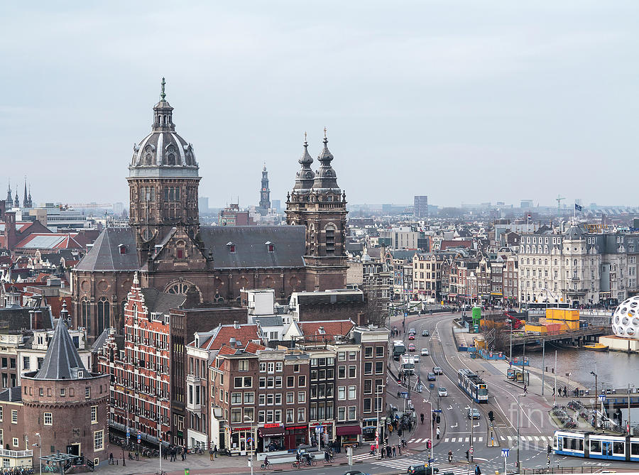 Amsterdam cityscape with St.Nicolaaschurch Photograph by Patricia Hofmeester