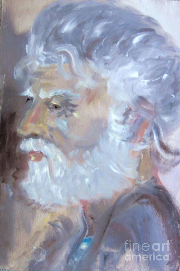 Portrait Painting - An Old Man #1 by Hasmig Mouradian