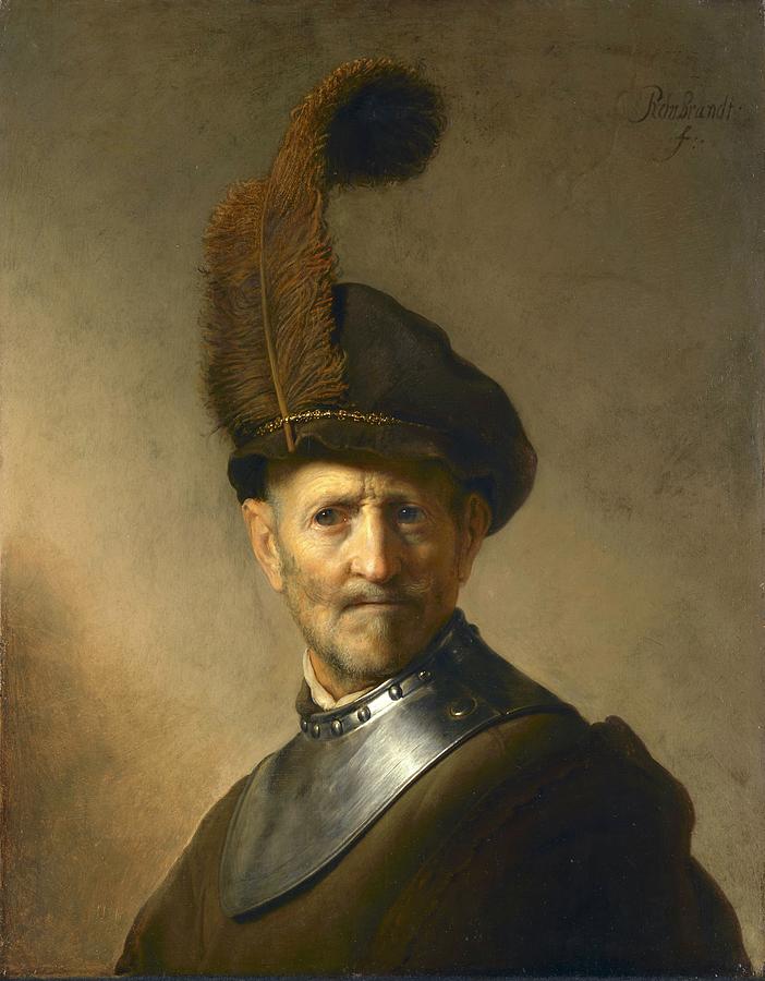 An Old Man in Military Costume #2 Painting by Rembrandt