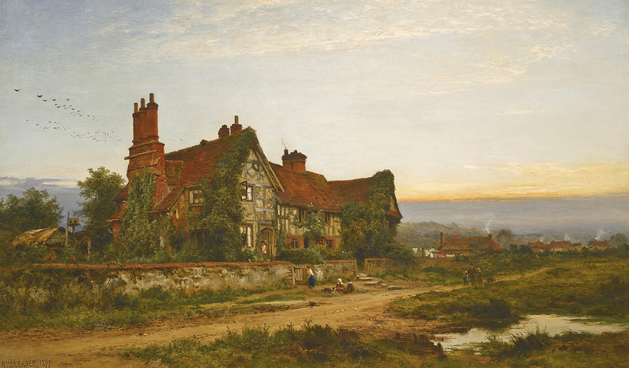 An Old Surrey Home #2 Painting by Benjamin Williams Leader