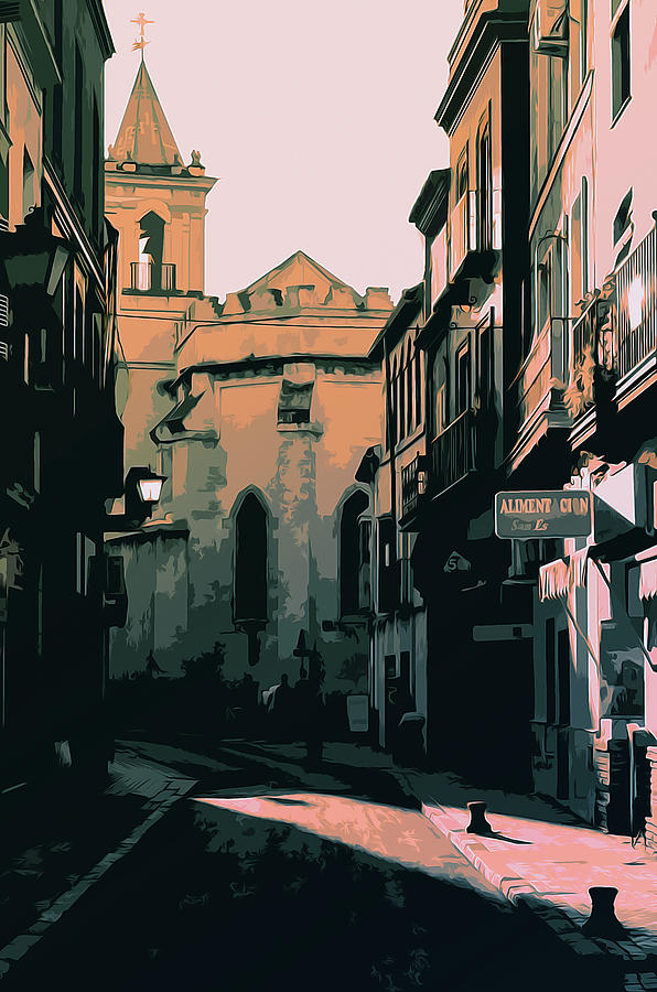 Ancient street of Seville #1 Painting by AM FineArtPrints