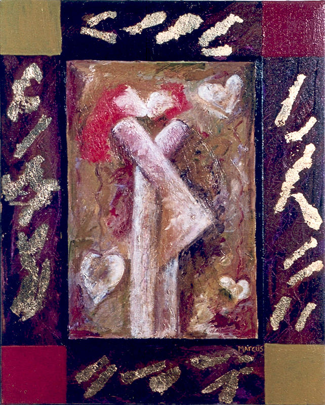 Lovers Painting - And Kisses by Leslie Marcus Lovers Painting - And Kisses by Leslie Marcus