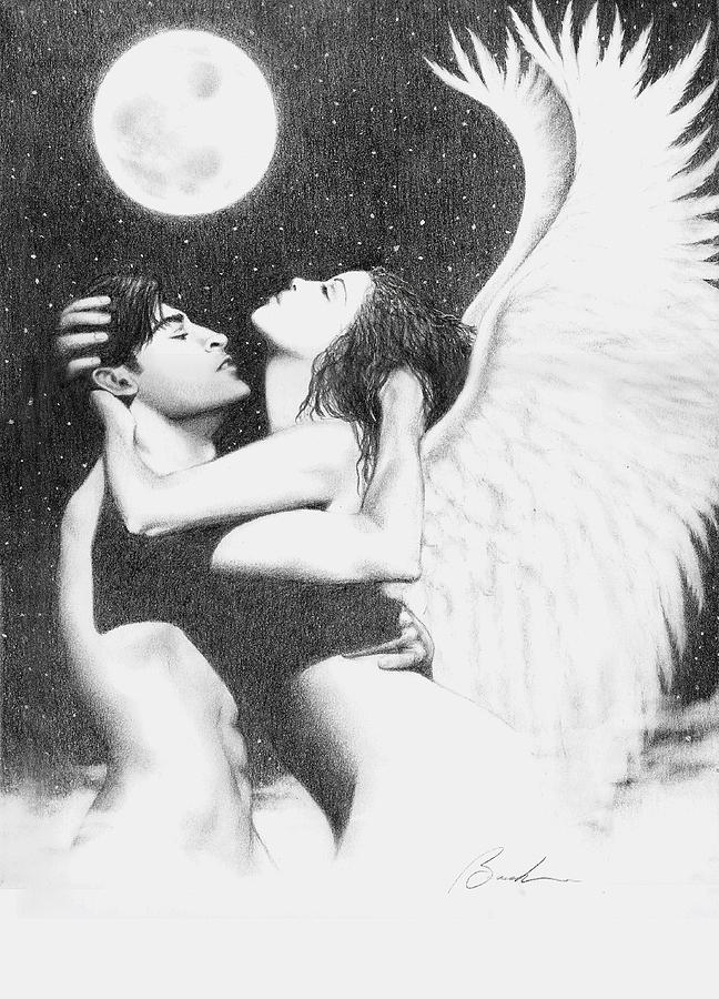 Angel Embrace #1 Drawing by Bruce Lennon