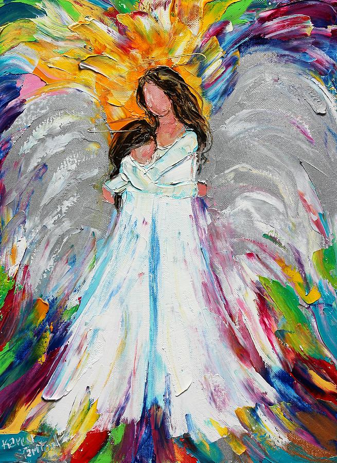 Angel Painting - Angel Hugs #1 by Karen Tarlton