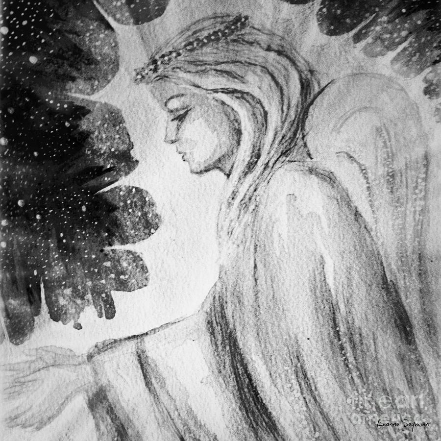 Angel Of Mercy 2 In Black And White Painting by Leanne Seymour