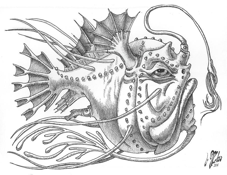 Anglerfish #1 Drawing by Victor Molev