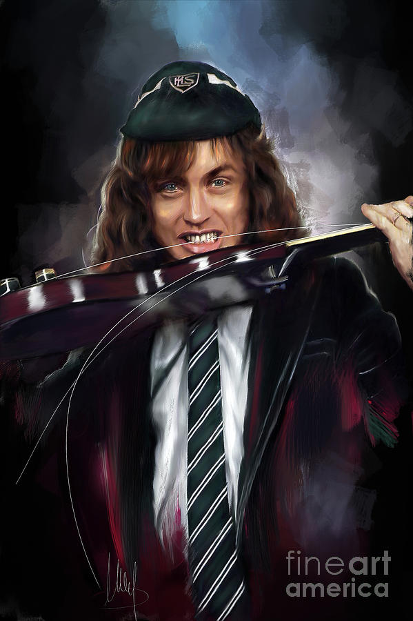 Musician Painting - Angus Young #1 by Melanie D