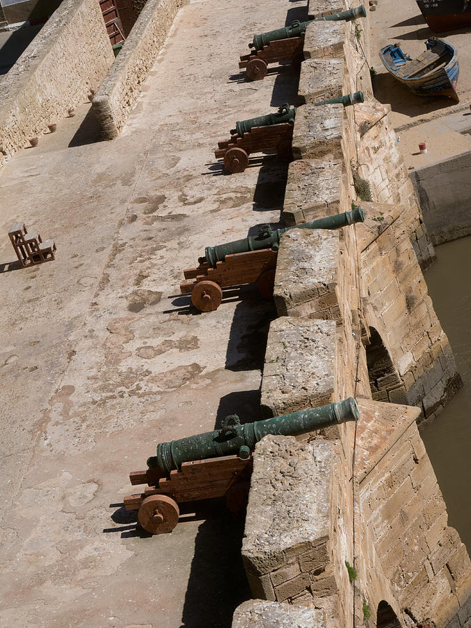 Color Image Photograph - Antique Cannon Lined Up On The City #1 by Panoramic Images