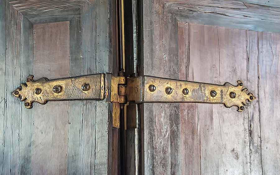 Antique Hinge On Textured Door Photograph by Gary Slawsky