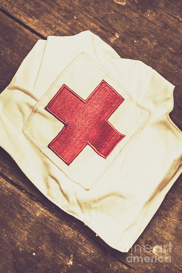 Antique Nurses Hat With Red Cross Emblem Photograph