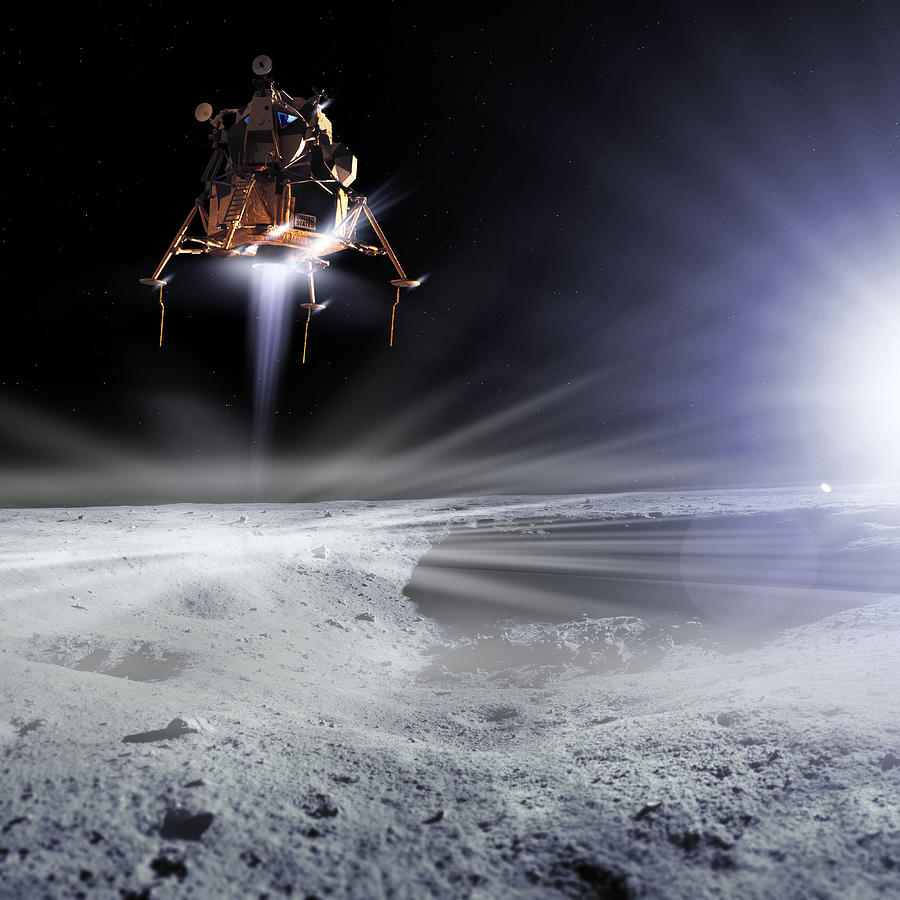 Space Photograph - Apollo 11 Moon Landing, Computer Artwork #1 by Detlev Van Ravenswaay