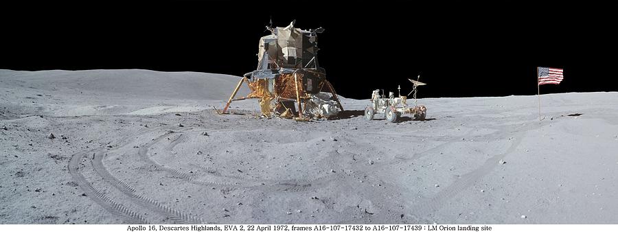 Apollo 16 Of The Lunar Rover, nasa  orion landing site #1 Painting by Celestial Images
