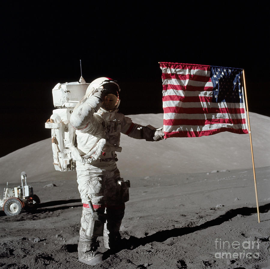 1972 Photograph - Apollo 17 Astronaut Salutes The United by Stocktrek Images 1972 Photograph - Apollo 17 Astronaut Salutes The United by Stocktrek Images