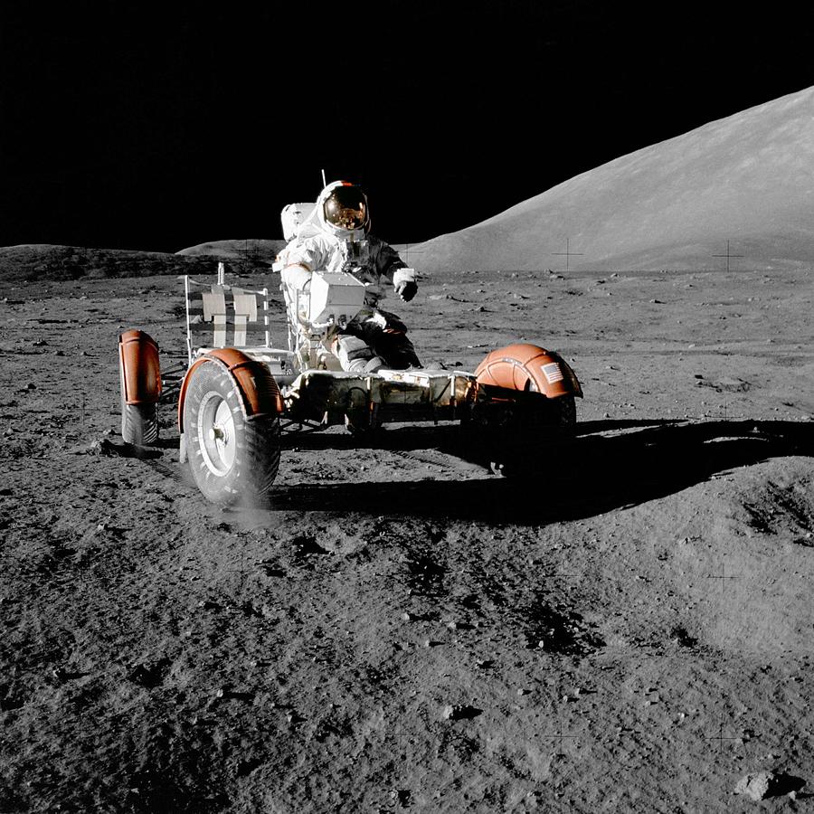 Space Painting - Apollo 17 Of The Lunar Rover, nasa #1 by Celestial Images