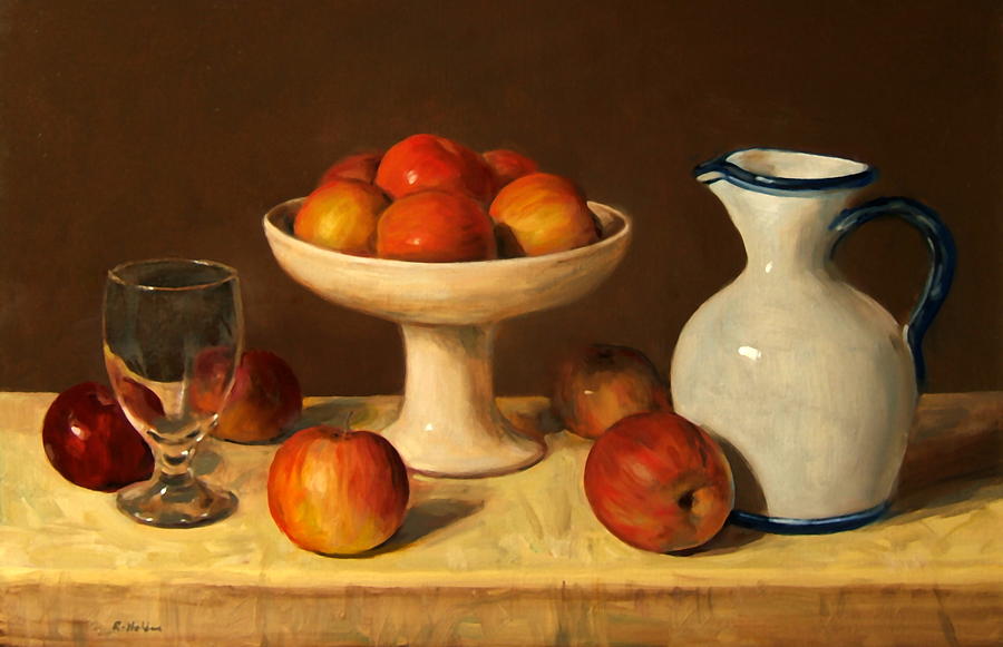 Apples, Water Glass and Porcelain Pitcher Painting by Robert Holden ...