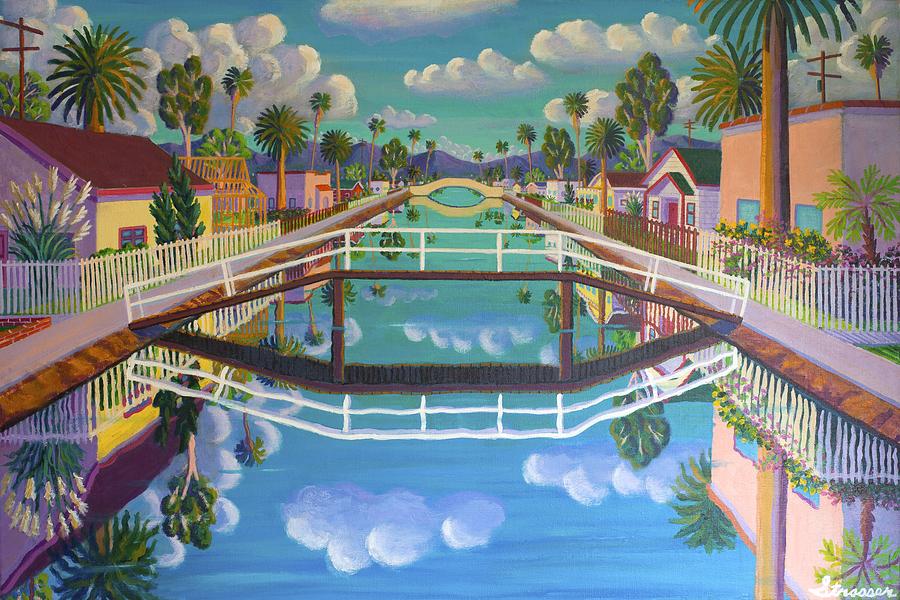 Venice Beach Painting - April on Retro Canal #1 by Frank Strasser