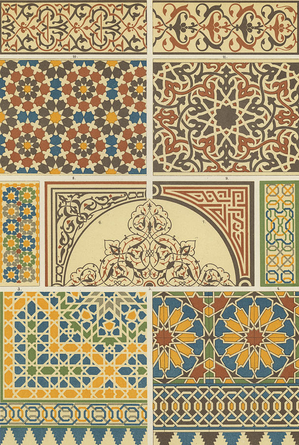 Various Drawing - Arabian-Moresque, Mosaic Textile Pattern by Arabian School