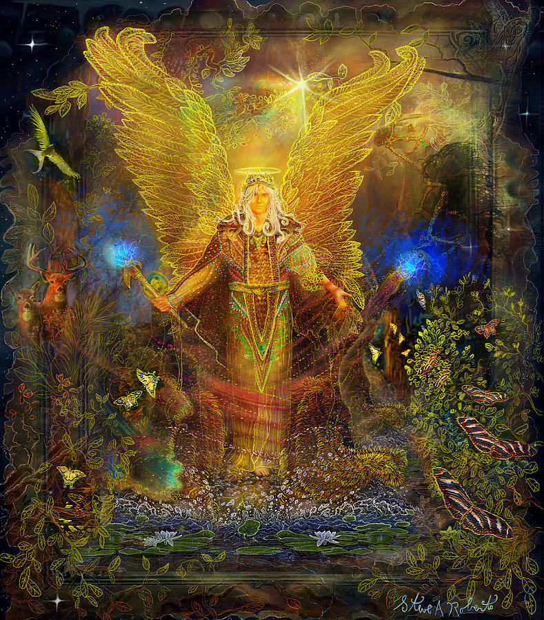 Fantasy Painting - Archangel Michael-Angel tarot card #1 by Steve Roberts