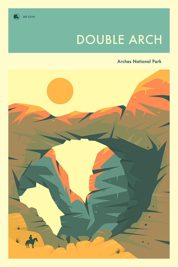 Arches National Park Digital Art - Arches National Park Travel Poster by Jazzberry Blue