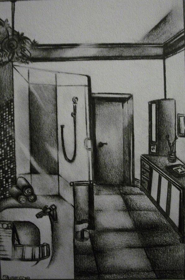 Architectural Bathroom Rendering Drawing by Stacey Abrams