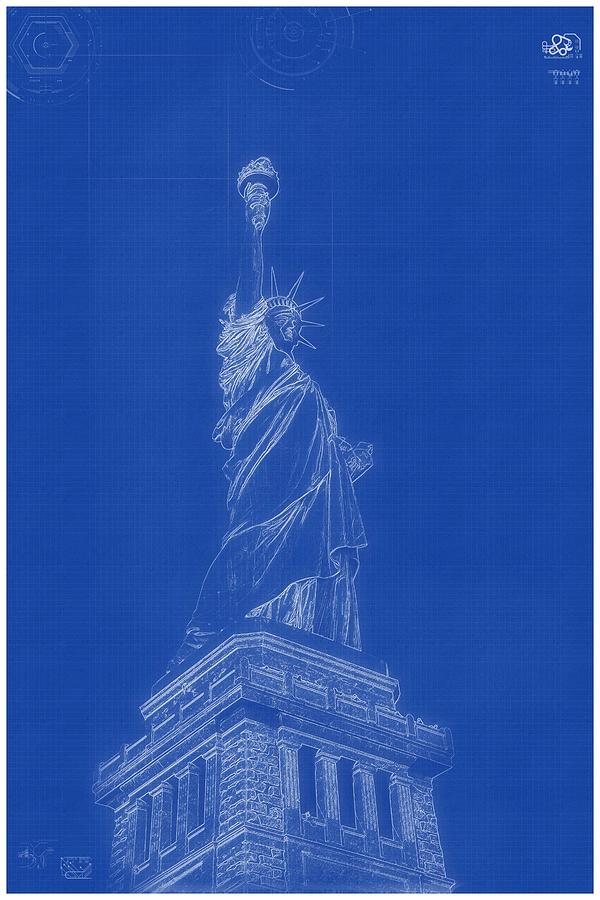 Archtecture Blueprint - Statue Of Liberty Painting