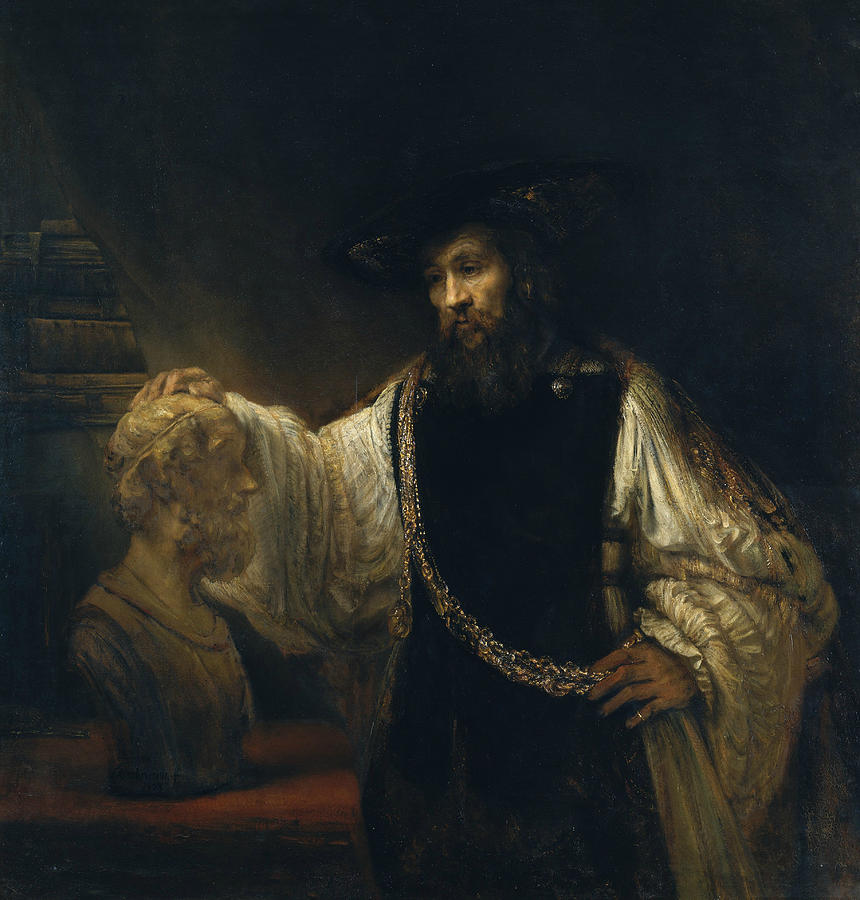 Aristotle with a Bust of Homer Painting by Rembrandt