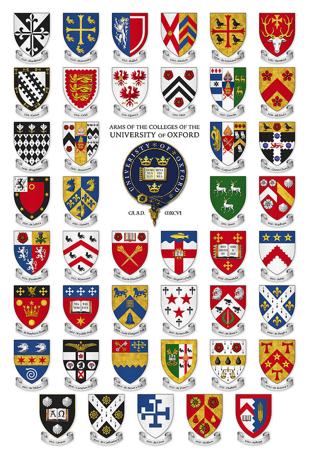 Arms Of The Colleges Of The University Of Oxford Digital Art by Scott ...