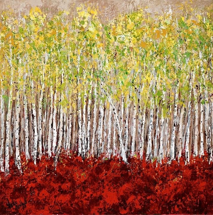 Aspen Birch Tree Grove #1 Painting by Vicki Conlon George