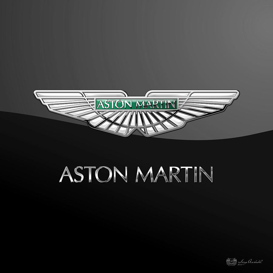 Car Photograph - Aston Martin 3 D Badge on Black  by Serge Averbukh