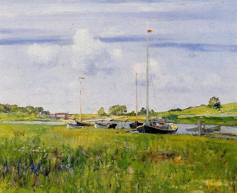 At the Boat Landing #1 Painting by William Merritt Chase