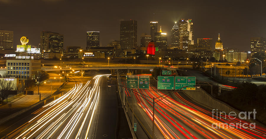 Skyscraper Photograph - Atlanta Night Lights 2 #1 by Reid Callaway
