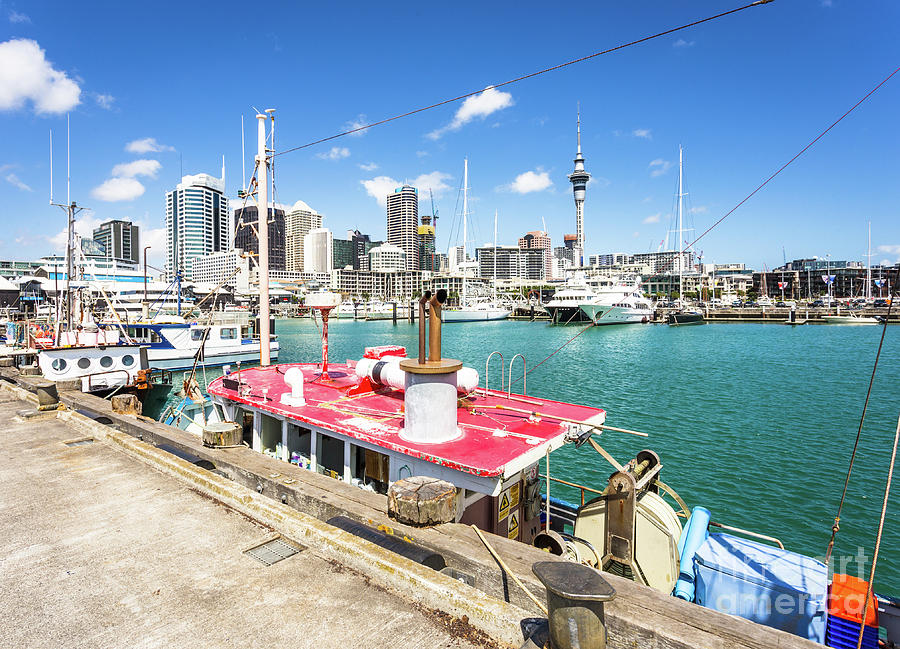 Auckland viaduct harbour and skyline #1 Photograph by Didier Marti